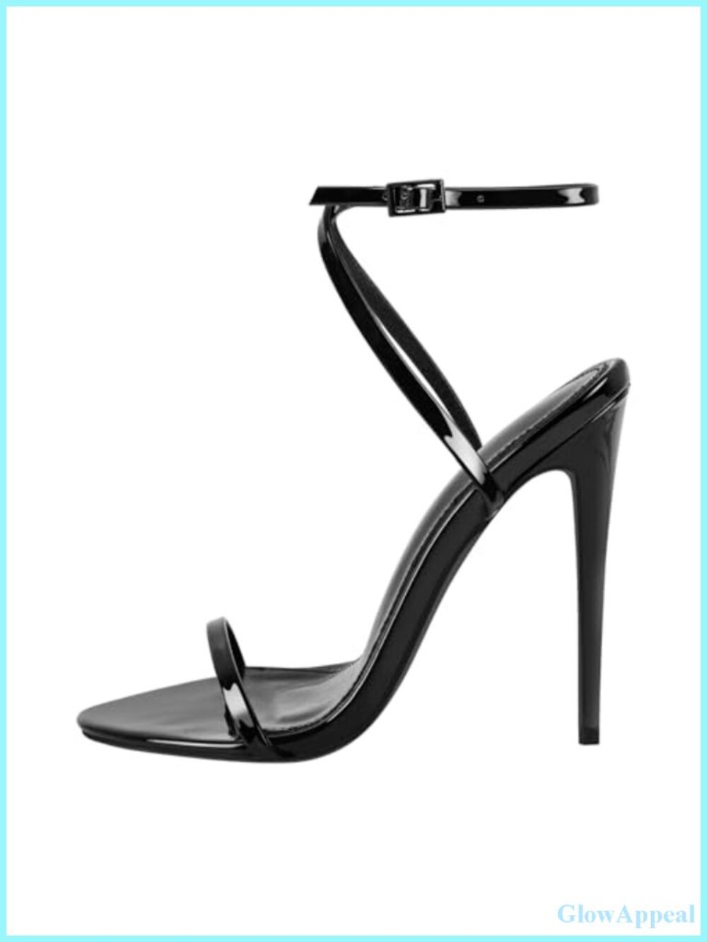 Strappy High Stiletto Heels Ankle Strap Buckle Open Toe Faux Leather Sandals